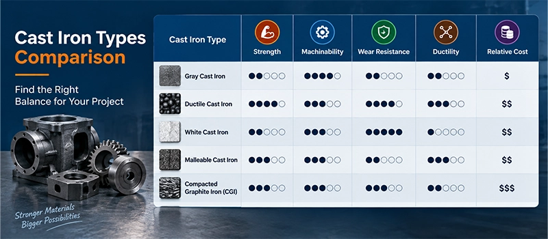 Dalian Zhongsheng Metal Products Cast Iron Types in Manufacturing Cast Iron Types Comparison